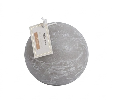 Vela Gris Esferica 9cm Fragancia Valey Mist